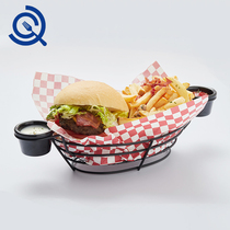  American Western restaurant special tableware Bar cafe supplies Black wrought iron bread basket Snack fried chicken fries basket