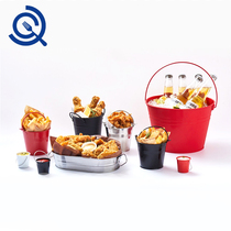  Cool Qi creative tableware net red stainless steel 304 mini ice bucket bar snacks fries small bucket Wrought iron black