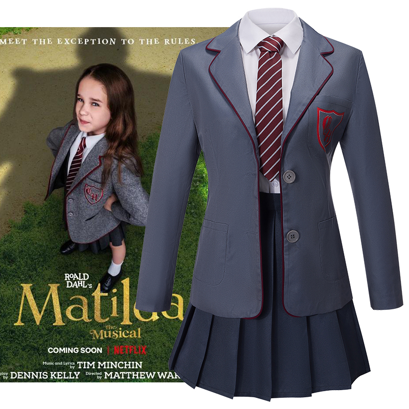 Xuanman In-Stock Matilda Gray School Uniform Adult and Children's Sizes Cosplay Costume European and American Film Uniform