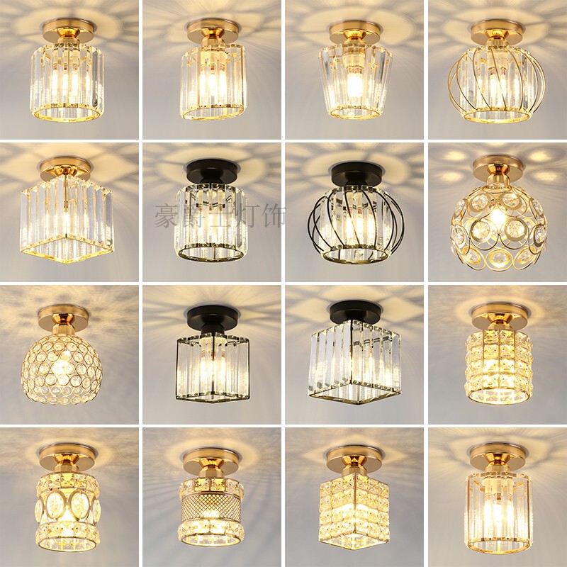 Nordic Ceiling-Mounted Hallway Light, Corridor Foyer Simple Balcony Light, Modern Creative Entryway Light, Light Luxury Internet-Famous Crystal Lighting Fixtures