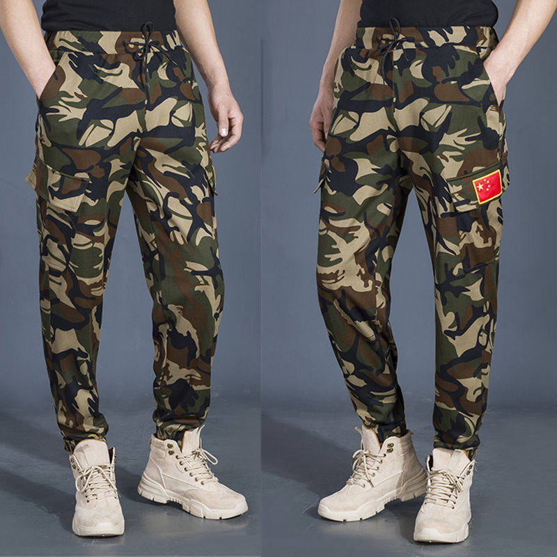 Spring and autumn Men's high elastic working pants Military fans Smoke Tubes Pants Plus Fattening Loose Casual Working Pants Lao Sports Pants