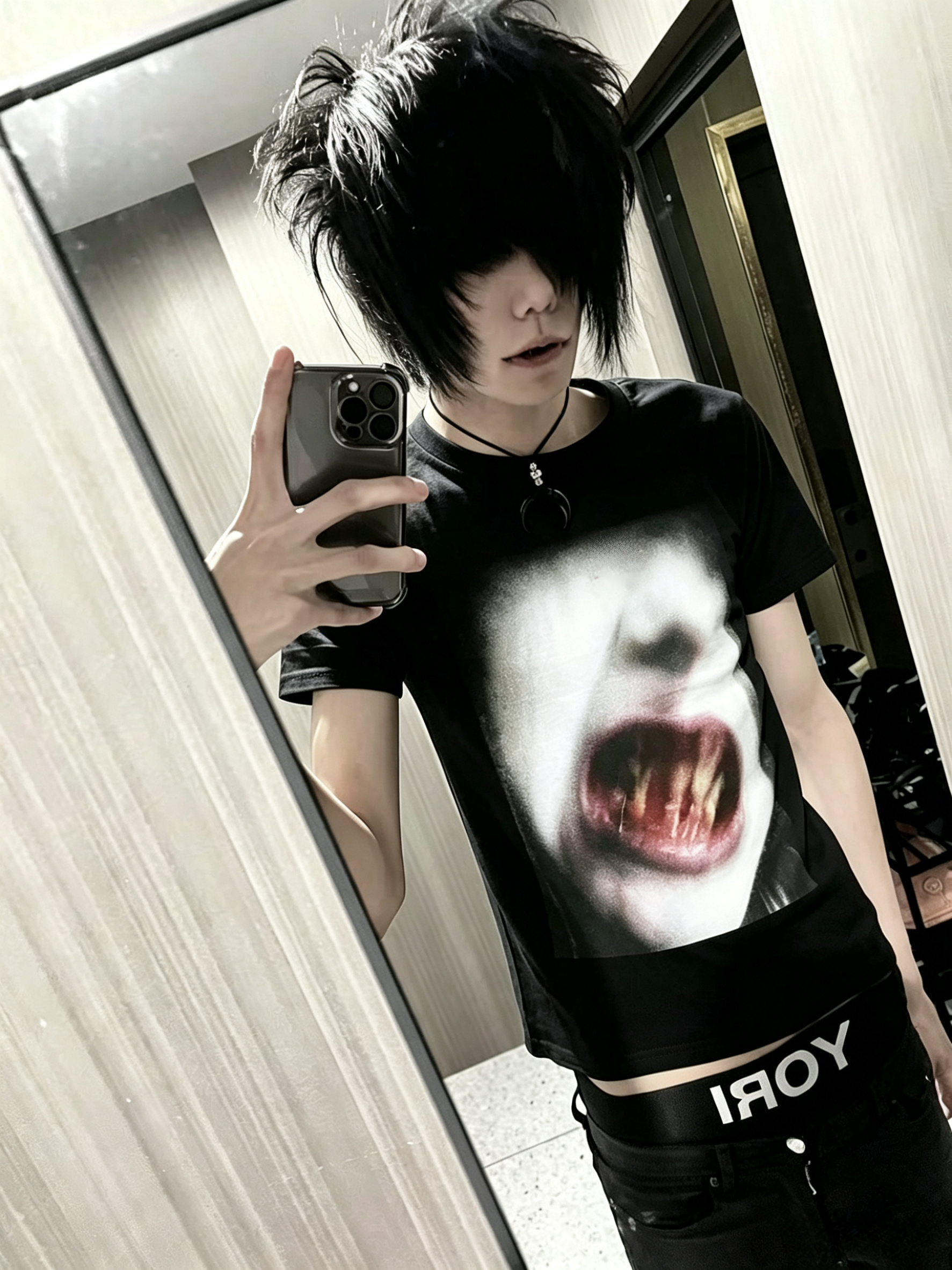 Ночной Кузнец "грызущие зубы" футболка с коротким рукавом в emo-стиле, черная, готово к отправке за секунды