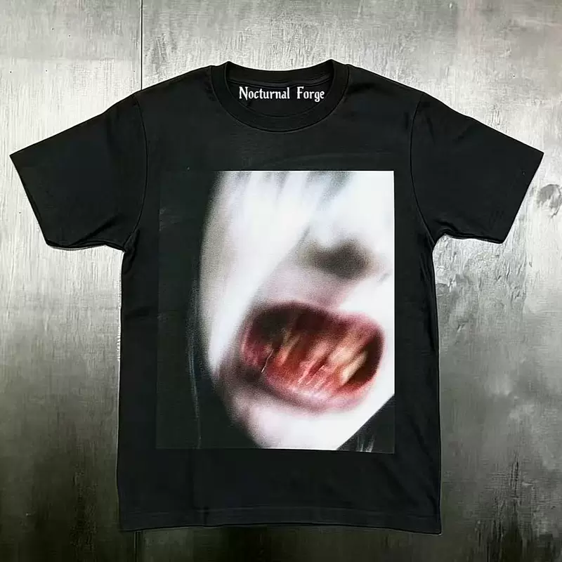 Ночной Кузнец "грызущие зубы" футболка с коротким рукавом в emo-стиле, черная, готово к отправке за секунды