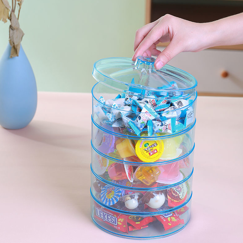 Transparent superimposing 1-5 layers of nut tray dry fruit tray with lid sitting room snacks box candy containing box home plastic