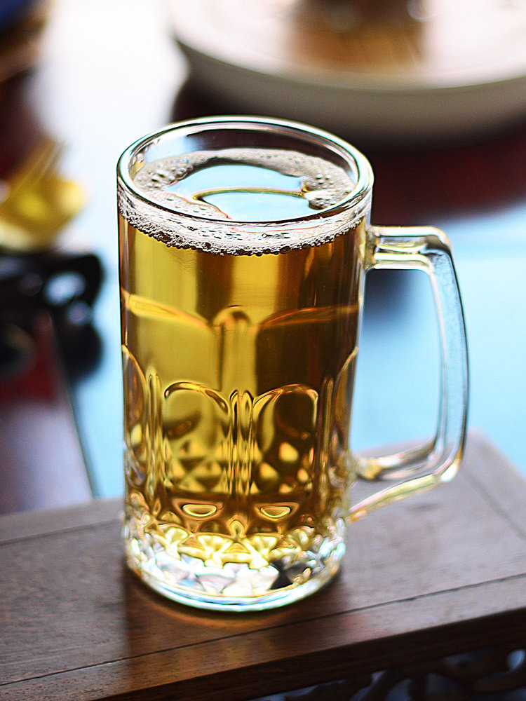 Tempered Glass Cup with Handle, Anti-Fall, Household, High Temperature Resistant, Beer Mug, Special Tea Cup Set for Chess and Card Rooms and Teahouses