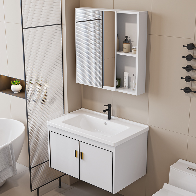 Engineering Bathroom Cabinet Washbasin Washbasin Cabinet Combination Simple Aluminum Carbon Wall Cabinet Integrated Basin Washbasin Washbasin Tray