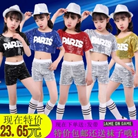 Bộ đồ khiêu vũ jazz cho trẻ em, sequin rốn, cổ vũ, cổ vũ, trang phục, bé gái, khiêu vũ đường phố, quần áo nhảy hiện đại trang phục dân tộc cho bé