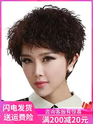 Wig female short hair full head wool roll wig set short curly hair middle-aged and elderly mother real hair natural Net Red
