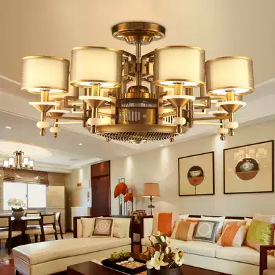 New Chinese living room ceiling fan lamp negative ion invisible ceiling fan lamp Villa antique big wind home dining room ceiling fan lamp