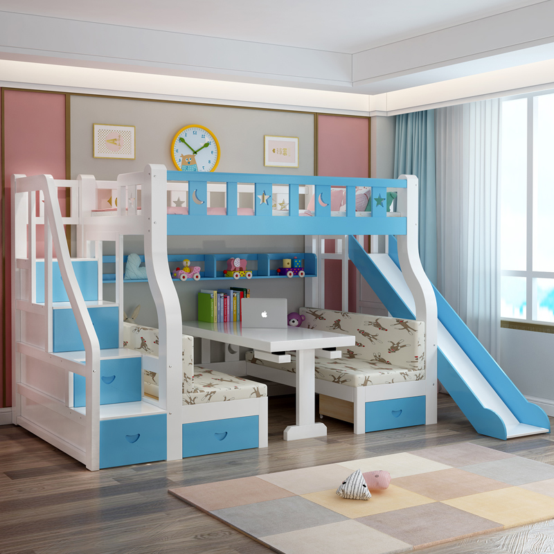 Usd 1122 50 High And Low Bed With Desk Solid Wood Bunk