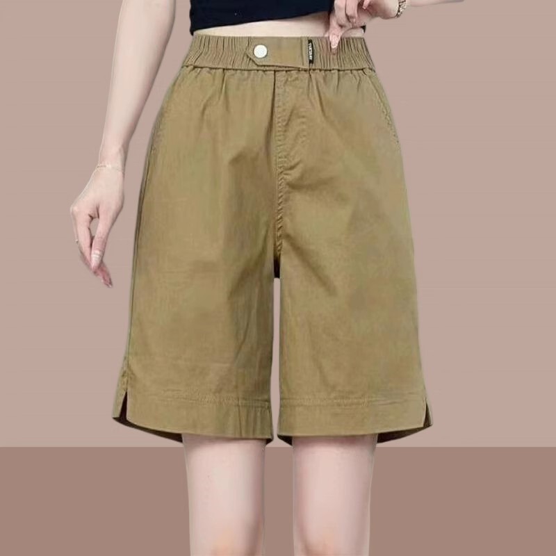 2026 Summer All-Cotton Washed Cotton High-Waisted Straight-Leg Elastic Waist Loose Fit Petite Pure Cotton Shorts Five-Point Shorts 2026 Summer All-Cotton Washed Cotton High-Waisted Straight-Leg Elastic Waist Loose Fit Petite Pure Cotton Shorts Five-Point Shorts