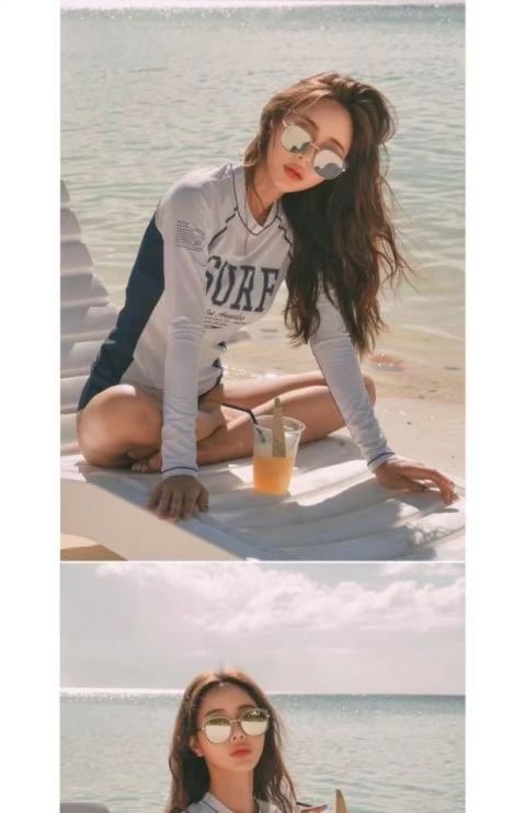 Bộ đồ lặn Hàn Quốc chia nhỏ bộ đồ khô nhanh chống nắng sứa nam và nữ áo tắm dài tay áo ba lỗ phù hợp với người yêu - Vài đồ bơi