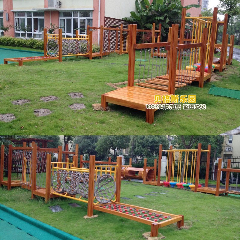 Children expand training equipment Outdoor drill hole physical composition Import wooden arched cage climbing rock climbing network equipment