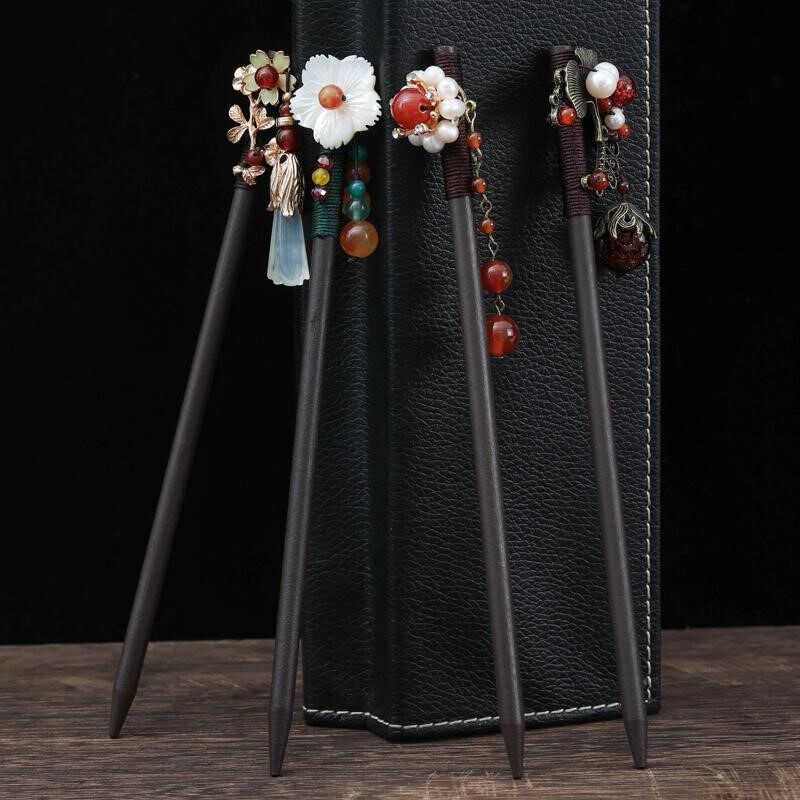 Black Sandalwood Streaming Su Walking with Hair Hairpin Hairpins Children Ancient Wind Hair Accessories Pan Hair Hanfu Head Accessories Ancient Dress Hairpin Hair Accessories 