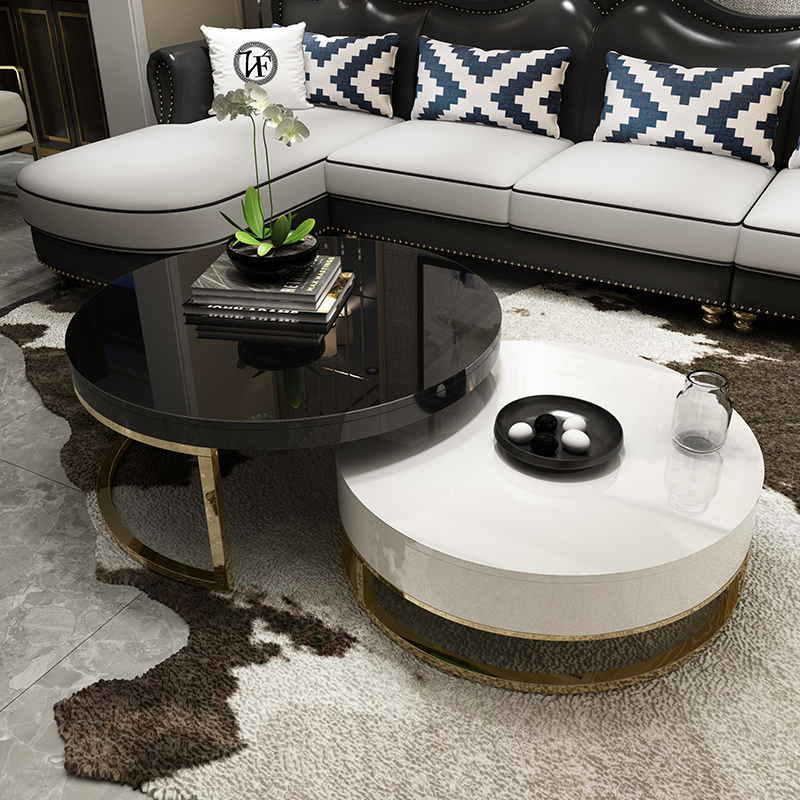 Light Extravagant Marble Tea Table TV Cabinet Composition Modern Minima Small Family Living Room Net Red Wind Creative Round Tea Table-Taobao