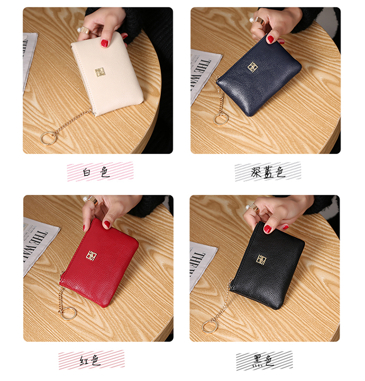 Dây kéo Coin Purse Sinh Viên Gói Thẻ Mini Túi Xách Keychain Coin Bag đồ da handmade
