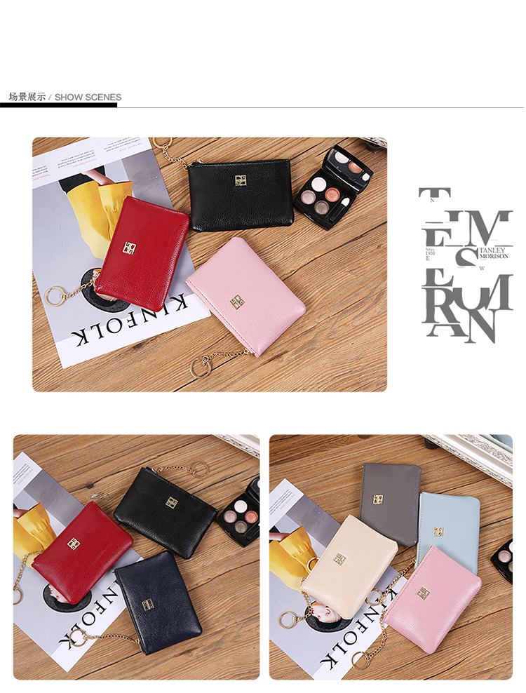 Dây kéo Coin Purse Sinh Viên Gói Thẻ Mini Túi Xách Keychain Coin Bag đồ da handmade