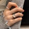 Sweet Love White Chalcedony Ring Women's Autumn and Winter New Style Light Luxury Versatile Temperament High-end Adjustable Index Finger Ring