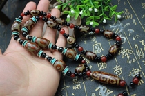 Pure Tibetan Tianzhu nine eyes three eyes Tianzhu Fidelity rough polished natural Agate chalcedony Mens and womens money chain