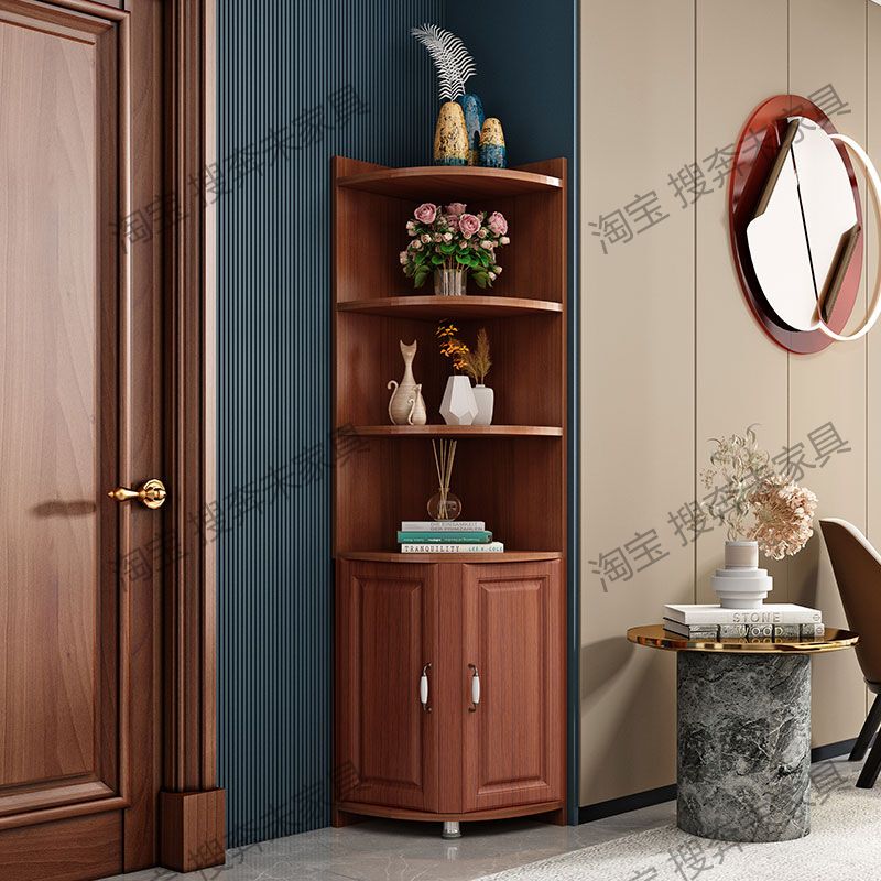 New Chinese-Style Corner Cabinet, Triangular Wine Cabinet, Corner Storage Rack, Fan-Shaped Shelf for Living Room and Kitchen New Chinese-Style Corner Cabinet, Triangular Wine Cabinet, Corner Storage Rack, Fan-Shaped Shelf for Living Room and Kitchen