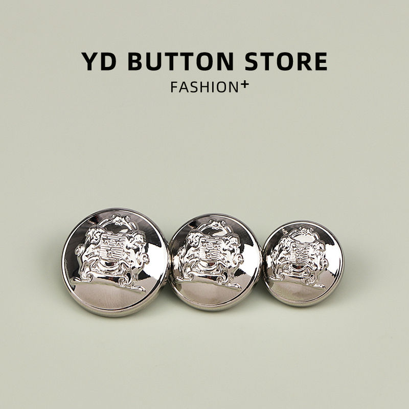 Yd Button Classic Retro Silver Double Lion Metal Button Sweater Knitwear Blazer Coat Decorative Button
