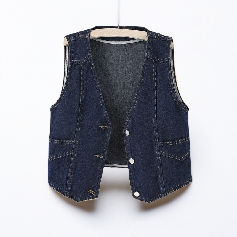 Outlet Mall Cut-Label Thin Sleeveless Denim Vest Jacket Women's Summer Slimming Cardigan Vest Outlet Mall Cut-Label Thin Sleeveless Denim Vest Jacket Women's Summer Slimming Cardigan Vest