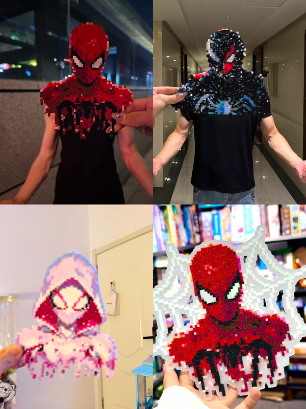 Spider-Man Bead Art Finished Product, Face-Blocking Photo Prop, Parallel Universe Spider-Man Boyfriend Gift, Cool Photo Prop Spider-Man Bead Art Finished Product, Face-Blocking Photo Prop, Parallel Universe Spider-Man Boyfriend Gift, Cool Photo Prop