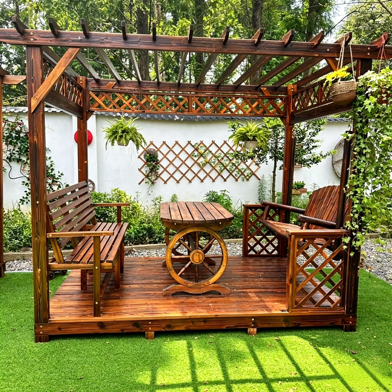 Grape Trellis Courtyard Anti-Corrosion Wood Outdoor Climbing Plant Stand Villa Outdoor Solid Wood Gazebo Carbonized Simple Garden Pavilion Grape Trellis Courtyard Anti-Corrosion Wood Outdoor Climbing Plant Stand Villa Outdoor Solid Wood Gazebo Carbonized Simple Garden Pavilion