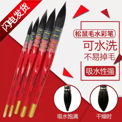 Red fat watercolor pen squirrel hair mop pen round head watercolor painting pen animal brush professional watercolor pen set