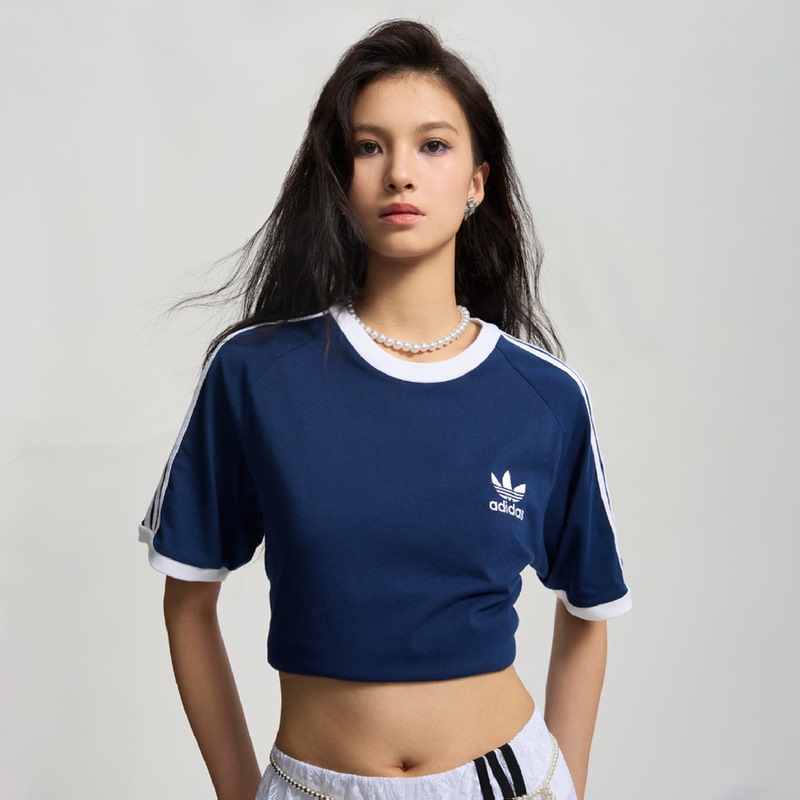 Adidas Originals Jennie Style Casual Sports Round Neck Embroidered T-Shirt Short Sleeve Jn7018 Ia4850