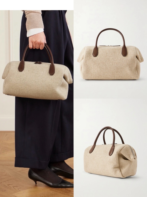 Row's New Faye Bag, Canvas and Linen with Leather Accents, Bowling Style, Large Capacity, Commuter Handbag, Boston Eudae Row's New Faye Bag, Canvas and Linen with Leather Accents, Bowling Style, Large Capacity, Commuter Handbag, Boston Eudae