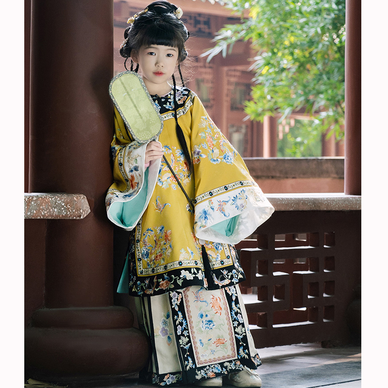 Girls' Hanfu Qing Dynasty Princess Costume Qing Dynasty Flag Suit Super Fairy-Like Horse Face Skirt Jinshang New Chinese Style Opera Dance Costume Girls' Hanfu Qing Dynasty Princess Costume Qing Dynasty Flag Suit Super Fairy-Like Horse Face Skirt Jinshang New Chinese Style Opera Dance Costume