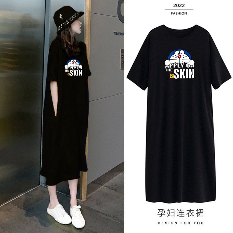 Maternity Summer Dress, Summer Plus-Size Belly-Covering Long Dress, Summer Long T-Shirt Dress, Summer Pure Cotton Top Maternity Summer Dress, Summer Plus-Size Belly-Covering Long Dress, Summer Long T-Shirt Dress, Summer Pure Cotton Top