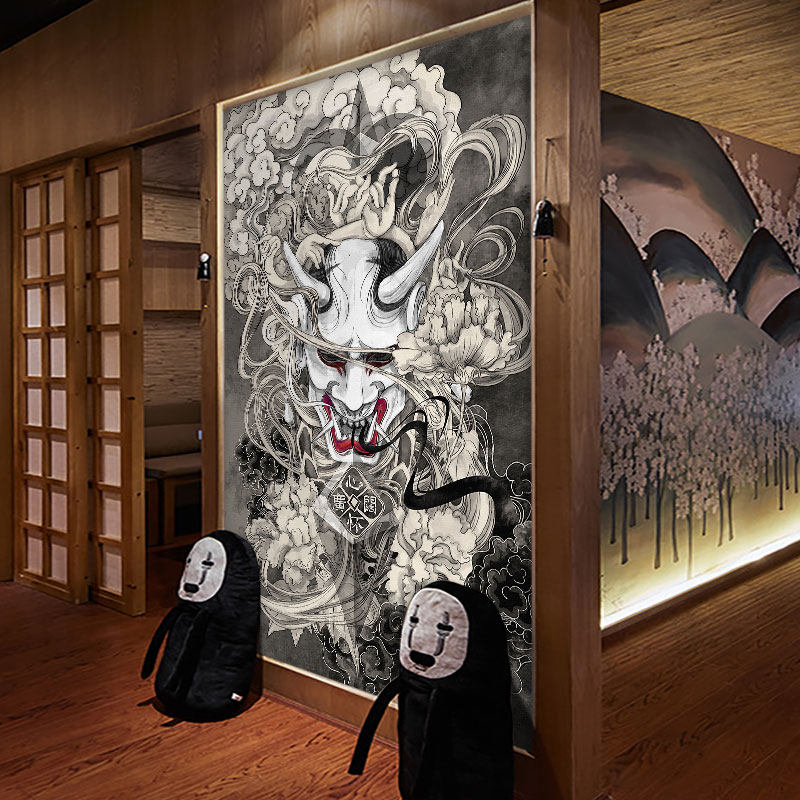 日本般若浮世繪紋身店裝修壁畫日式文化藝術背景牆工作室壁紙壁紙