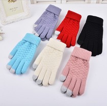 Lady Gloves Autumn Winter Hair Line Plus Suede Warm Cute Student Gloves Bike Drive Thickened Anti-Chill