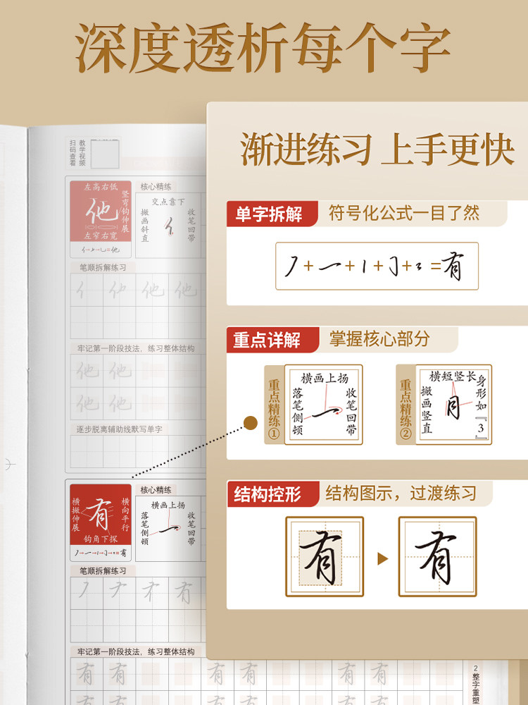 Tian Yingzhang's Calligraphy Practice Book for Adults: Shaping and Perfecting Handwriting in Regular Script, Commonly Used Characters, and Rapid Learning of Cursive Script with Hard Pen