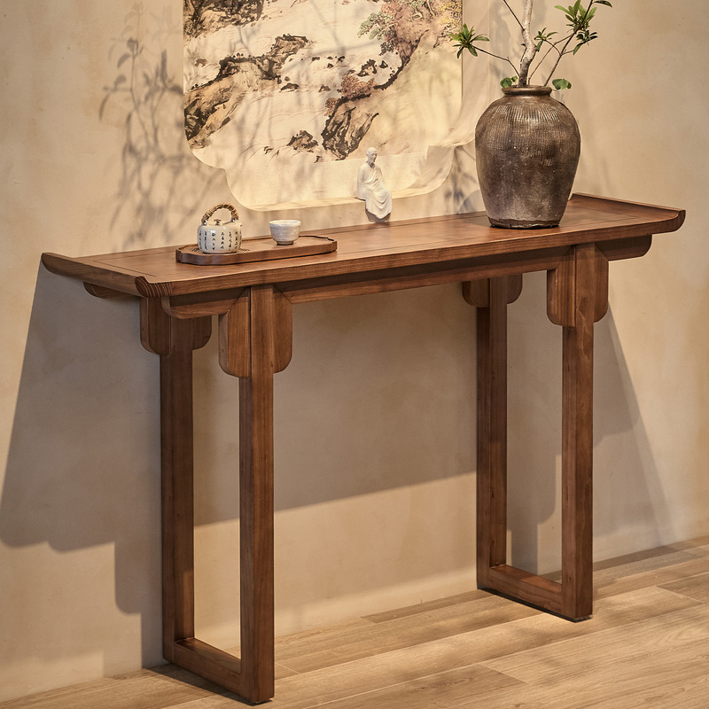Song-Style Aesthetic Old Elm Wood Entryway Table, New Chinese-Style Zen Solid Wood Raised Table, Wall-Mounted Offering Table, Display Table Song-Style Aesthetic Old Elm Wood Entryway Table, New Chinese-Style Zen Solid Wood Raised Table, Wall-Mounted Offering Table, Display Table