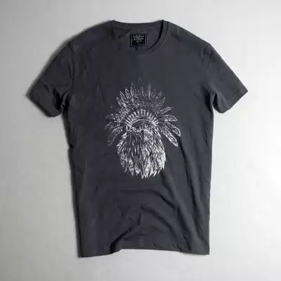 Classic bird head pattern summer short sleeve T-shirt men's half sleeve print T-shirt men's large size base coat tide