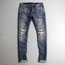 Famous Happy Tao high-end original vintage washed red-ear jeans mens trousers casual small straight horn pants