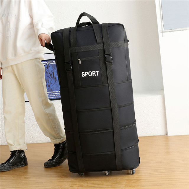 158 ການບິນກວດກາຖົງຄວາມຈຸຂະຫນາດໃຫຍ່ ຖົງເດີນທາງ universal wheel moving travel folding luggage bag storage Oxford cloth