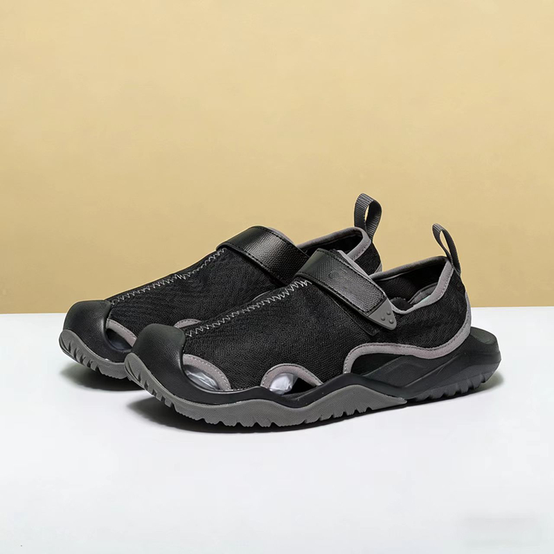 Spring and Summer Outdoor River-Tracing Sandals for Men, Mesh Toe Cap, Quick-Drying Beach Shoes, Breathable, Non-Slip, Velcro Sports Sandals
