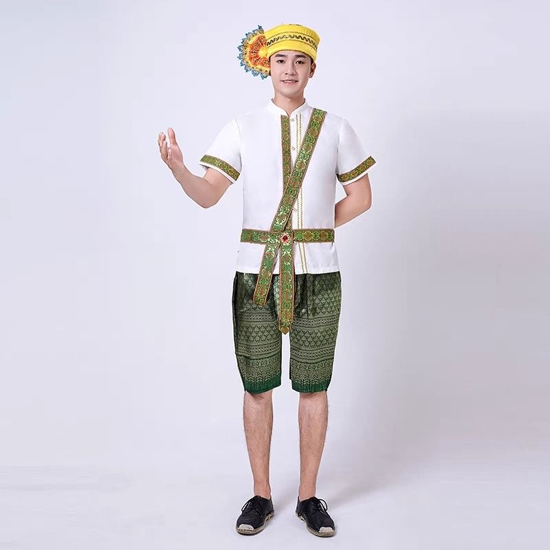 Xishuangbanna Dai Ethnic Costume Thai Version Men's Suit Photo Travel Stage Performance Clothing Summer Style