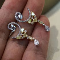 Wei Xi) The daily high-tech Japanese finished Diamond Yellow Diamond water drop earrings