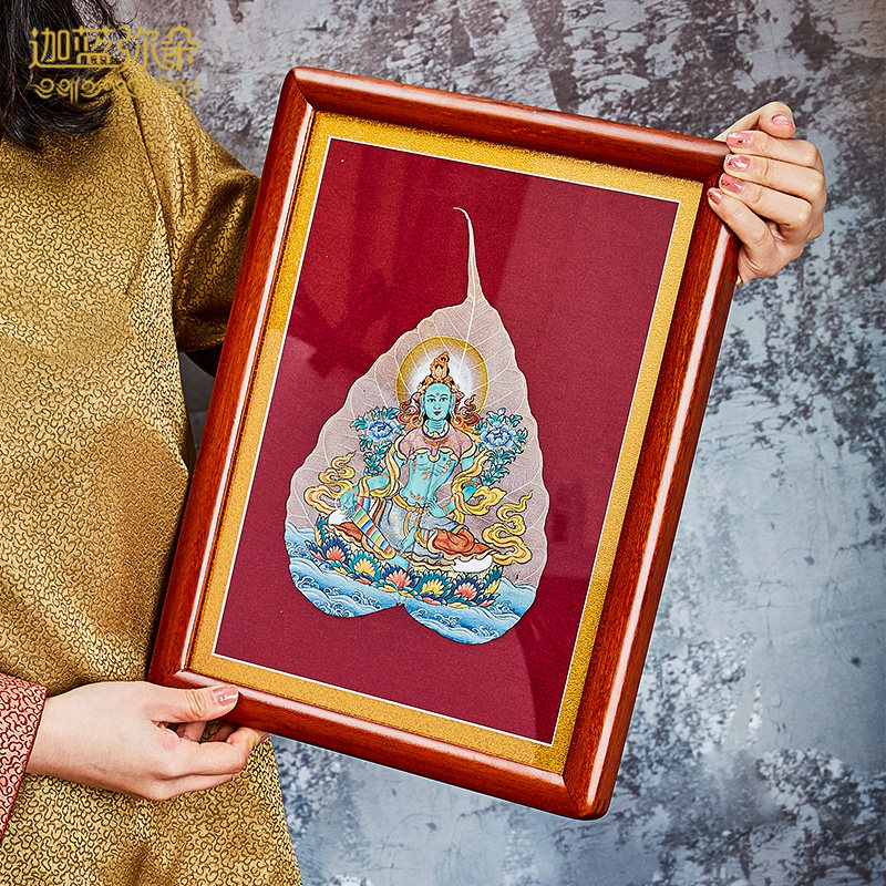 Jialan Miduo Cairang Duanzhou thangka works Bodhi leaf thangka painting Regong non-heritage living room ornaments porch