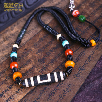(Blue Sky beads) Tibet ancient sky beads agate Tibetan choker beeswax accessories men and women