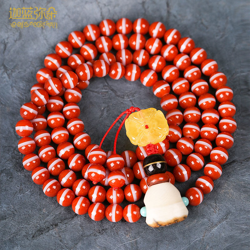 Rare treasured Tibet (natural first-line pharmacist) Manau 108 Buddhist beads Handmade by female people Ornaments Candida