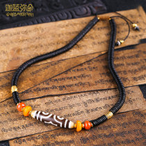 (Kale blue beads) Tibetan area to pure Three-Eyed Pearl coconut shell choker beeswax south red accessories necklace