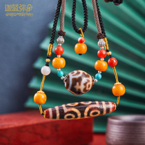 (Carblue Pearl) Tibet to Pure Seven Eye Beads Necklace Nectar Wax accessories Baobottle Tianzhu Lock Bone Chain Woman