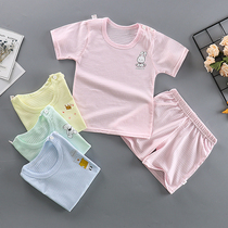 Baby short-sleeved T-shirt suit Summer childrens clothing Baby cotton T-shirt clothes Mens and womens childrens shorts Childrens summer thin section