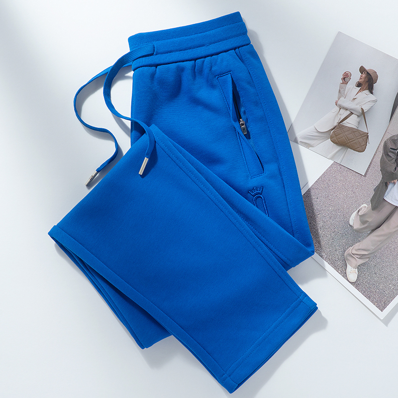 Klein Blue Straight-Leg Sweatpants for Women 2025 Spring and Autumn New Cotton Sweatpants Thin Loose Slimming Casual Pants